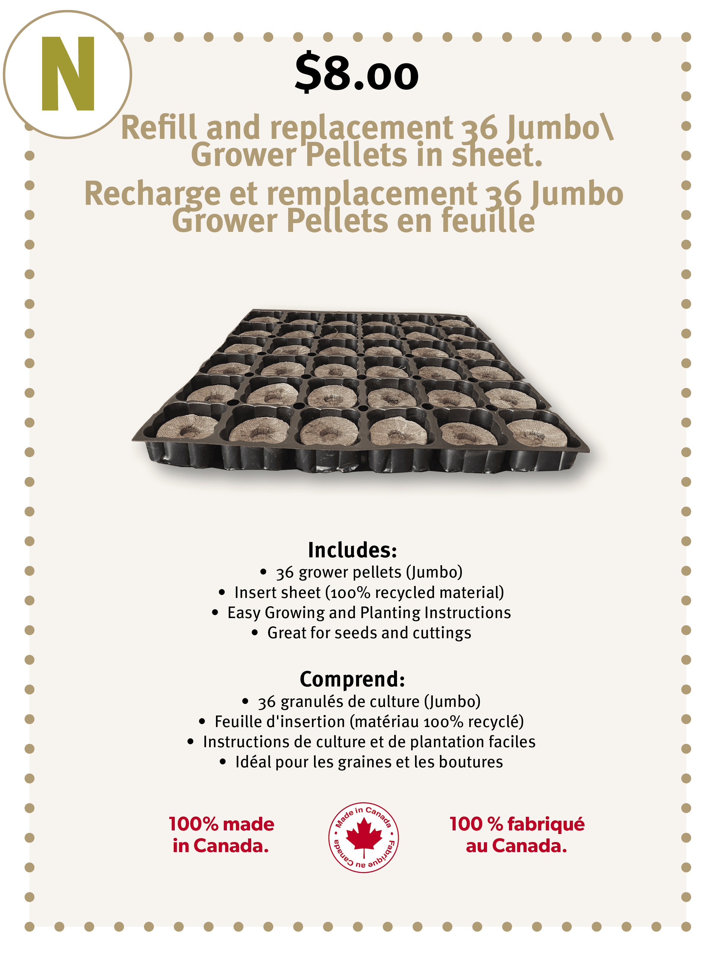 Refill 36 Jumbo Pellets Refill Sheet  (New) <br> Note: This refill will fit new and old trays
